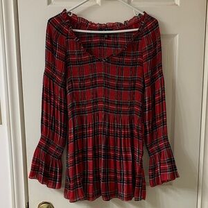 🌷3 for$25🌷Melissa Paige, US MP, Red Black & White Plaid Long Sleeve Top